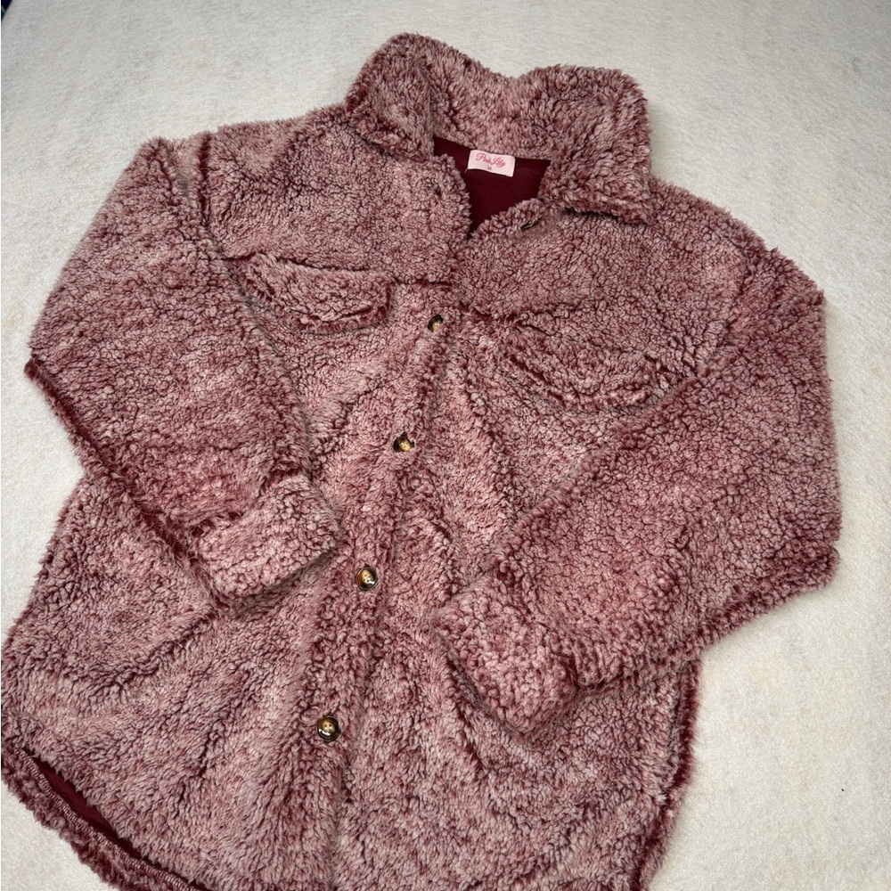 Pink Lily Women’s Size Medium Purple Faux Fur Sherpa Jacket‎